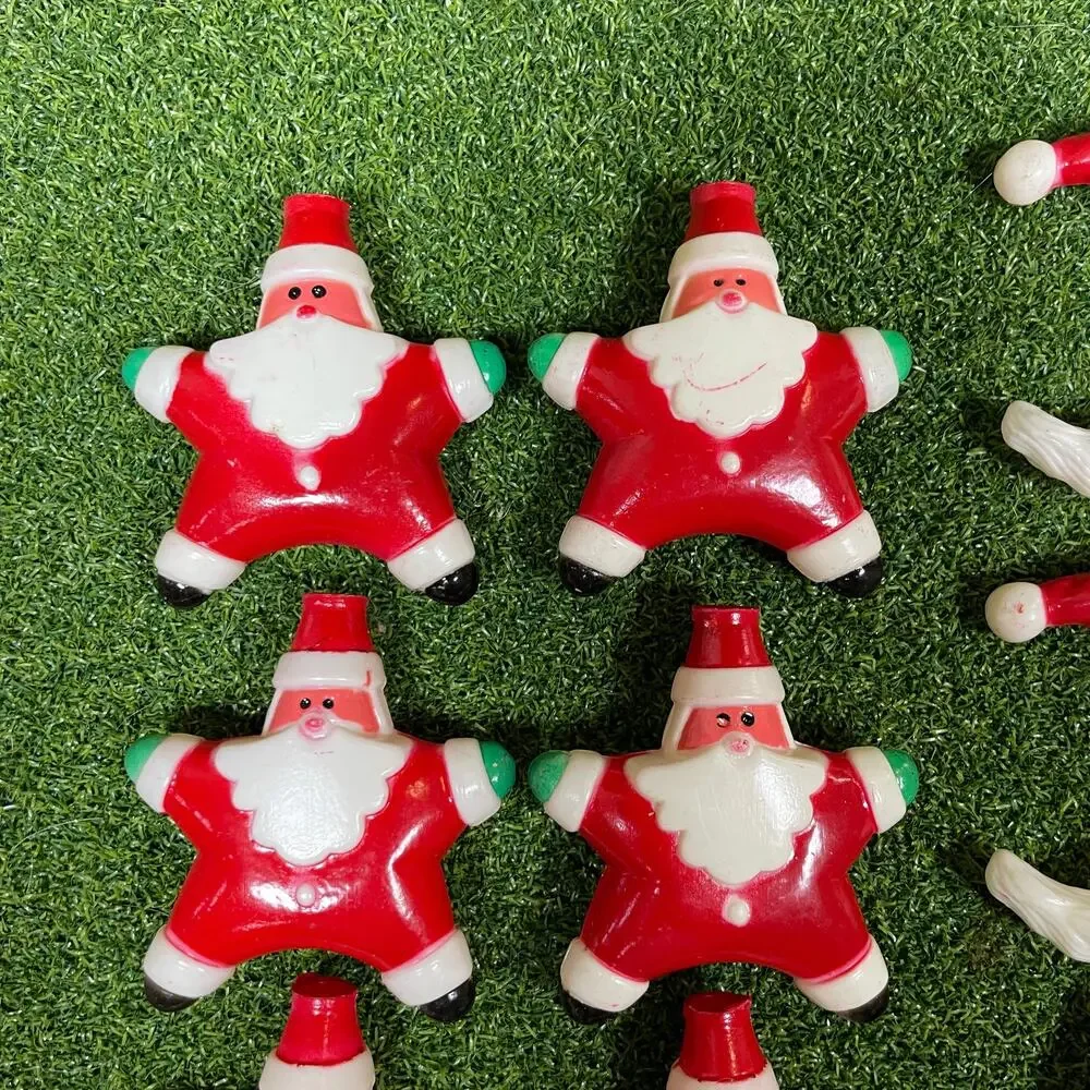 Vintage Santa Moon Star Christmas Light Covers 12pc Blow Mold Celestial MCM